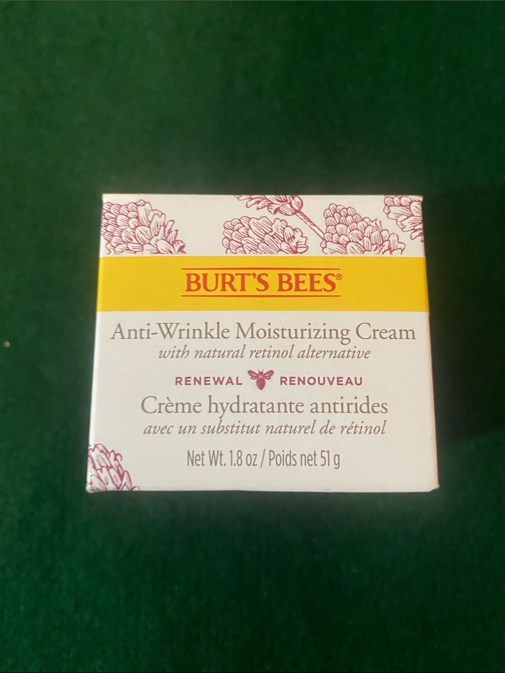Burt’s Bees Anti- Wrinkle Moisturizing Cream With Natural Alternative 1.8oz